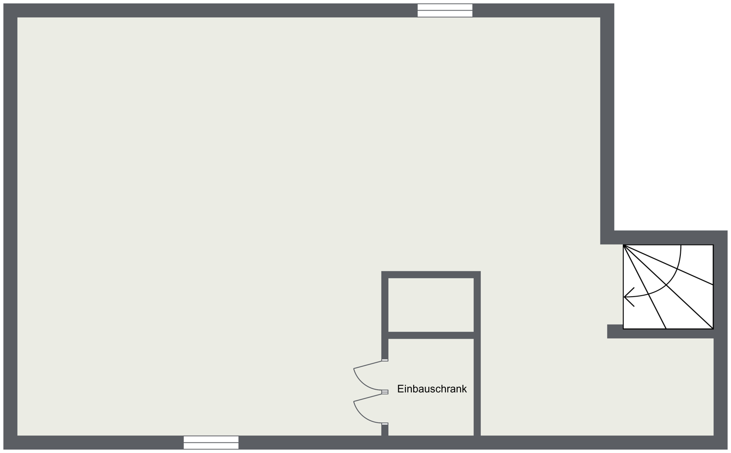Grundriss Dachstudio, nicht maßstabsgetreu, dient nur zur Orientierung
